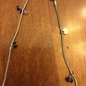 COPY - Long Necklace Silver Color Purple and pink stones